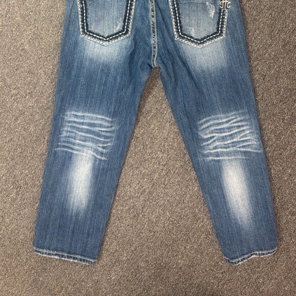 Miss Me Boyfriend Jeans Womens 29 Cropped 26 Inseam Bling Rhinestone Flap Pocket - Picture 5 of 6